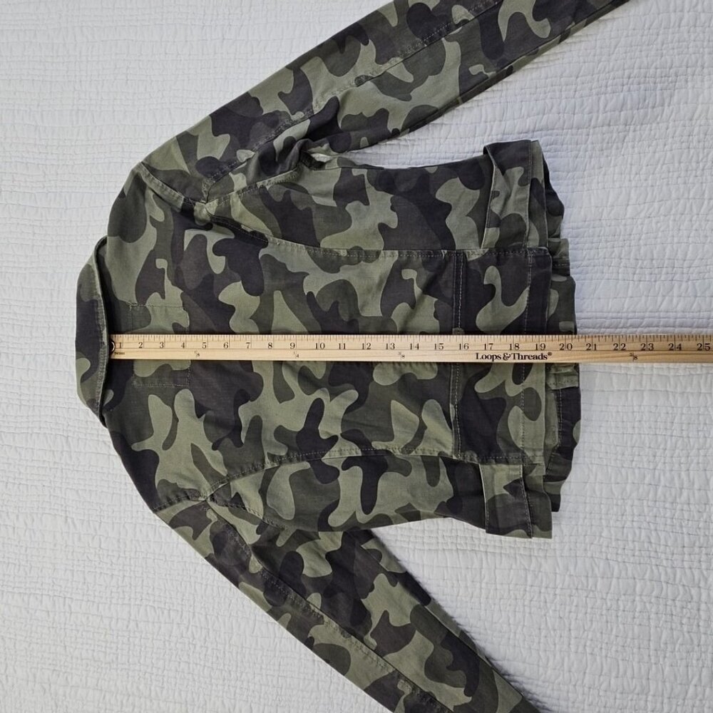 Mi Ami Women's Full Zip Jacket Size Small Green Camo Safari Buckle Pockets EUC - Picture 10 of 10